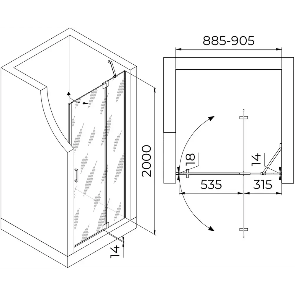 Фото 2 Душевая дверь Rgw 595156 90см эффект стекла прозрачный распашной Фото 2 Душевая дверь Rgw 595156 90см эффект стекла прозрачный распашной