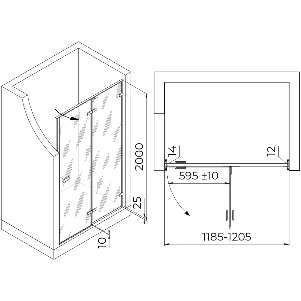 Фото 2 Душевая дверь Rgw 595164 120см эффект стекла прозрачный распашной