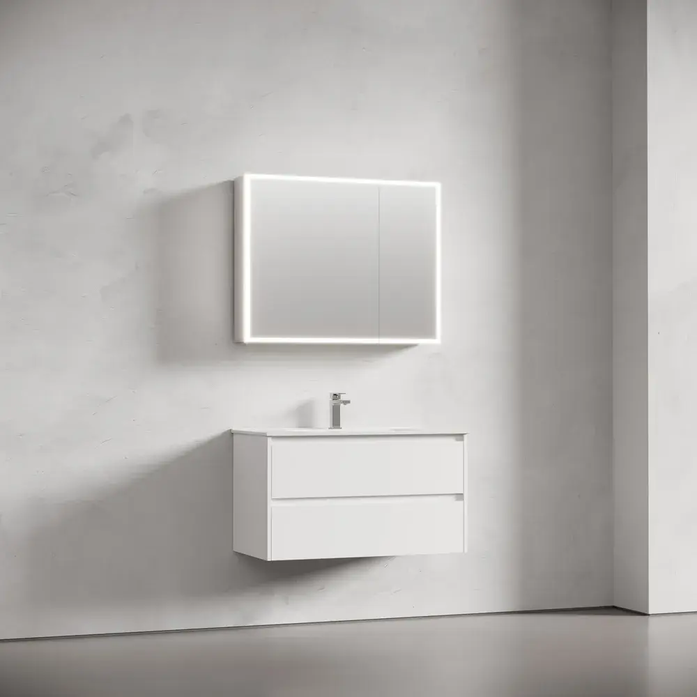 Фото 4 Зеркальный шкаф для ванной Sancos Evoke 900x700x136 мм с LED подсветкой SC8090 Фото 4 Зеркальный шкаф для ванной Sancos Evoke 900x700x136 мм с LED подсветкой SC8090