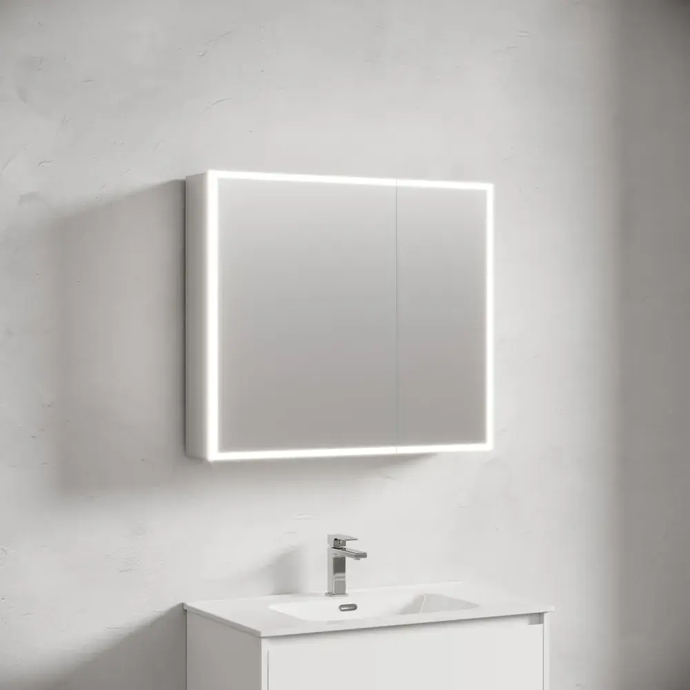 Фото 9 Зеркальный шкаф для ванной Sancos Evoke 800x700x136 мм с LED подсветкой SC8080 Фото 9 Зеркальный шкаф для ванной Sancos Evoke 800x700x136 мм с LED подсветкой SC8080