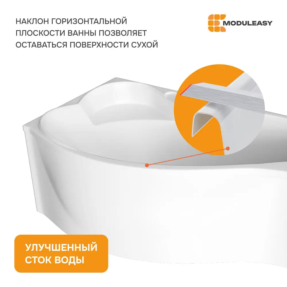 Фото 4 Ванна Moduleasy HAZEL 150x90 акриловая Левосторонняя Комплект 3в1 01хе1590лкс2+ каркас, слив-перелив Фото 4 Ванна Moduleasy HAZEL 150x90 акриловая Левосторонняя Комплект 3в1 01хе1590лкс2+ каркас, слив-перелив