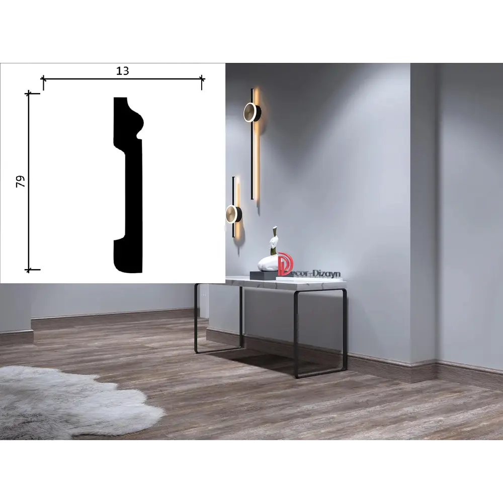 Фото 2 Плинтус напольный Décor Dizayn 005-80SH ударопрочный 79x13x2400 мм Фото 2 Плинтус напольный Décor Dizayn 005-80SH ударопрочный 79x13x2400 мм