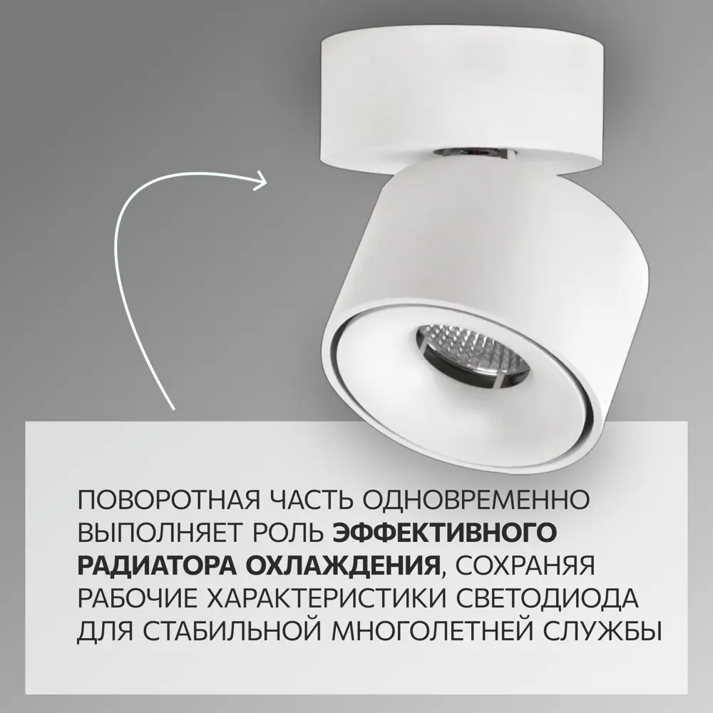 Фото 7 Светильник точечный накладной светодиодный Citilux Cl558010n 2.5 м² цвет белый Фото 7 Светильник точечный накладной светодиодный Citilux Cl558010n 2.5 м² цвет белый