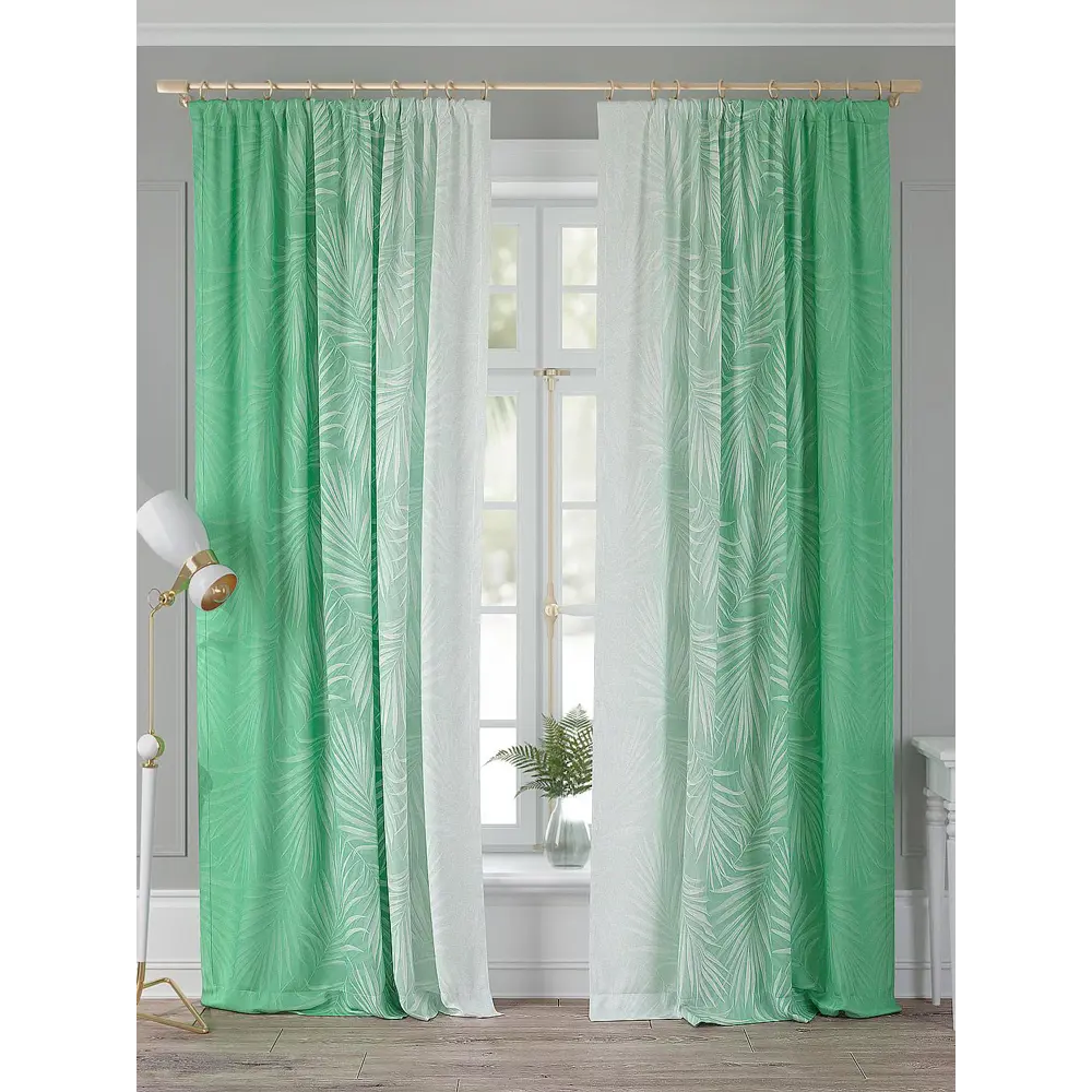 Фото 4 Комплект штор At home Базовая коллекция AT958409 на шторной ленте 260x150 см цвет синий