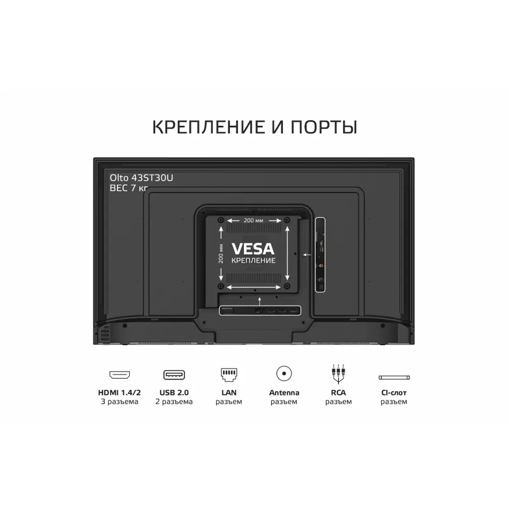Фото 10 Телевизор Olto 43ST30U 43" 108 см цвет черный Фото 10 Телевизор Olto 43ST30U 43" 108 см цвет черный