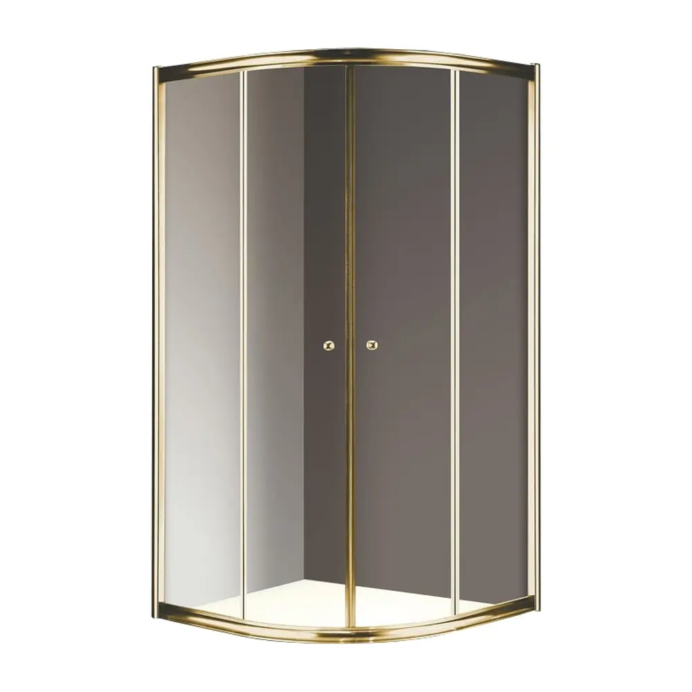 Фото 2 Душевой уголок Cezares Giubileo 81613 1/4 круга 90x90см золотистый профиль эффект стекла прозрачный