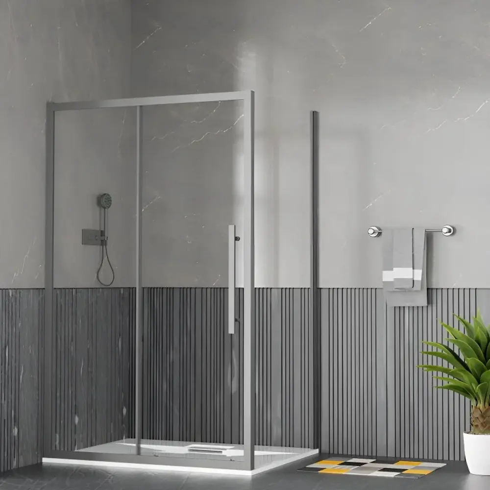 Фото 2 Душевой уголок Esbano Flex 664018 прямоугольный 120x90см хромированный профиль эффект стекла прозрачный Фото 2 Душевой уголок Esbano Flex 664018 прямоугольный 120x90см хромированный профиль эффект стекла прозрачный