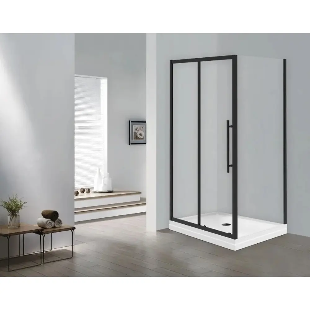Фото 5 Душевой уголок Esbano Flex 574187 прямоугольный 100x80см черный профиль эффект стекла прозрачный Фото 5 Душевой уголок Esbano Flex 574187 прямоугольный 100x80см черный профиль эффект стекла прозрачный