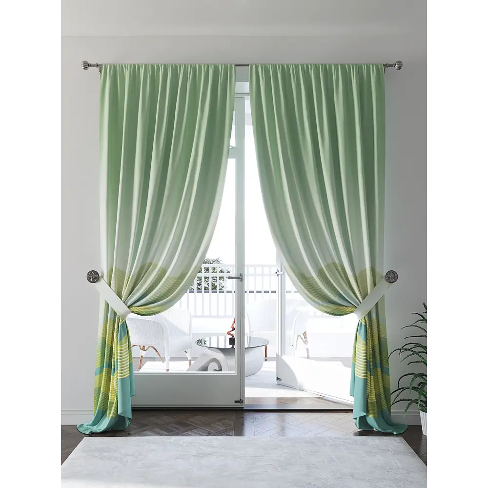 Фото Комплект штор At home Базовая коллекция AT945769 на шторной ленте 280x150 см цвет зеленый Фото Комплект штор At home Базовая коллекция AT945769 на шторной ленте 280x150 см цвет зеленый