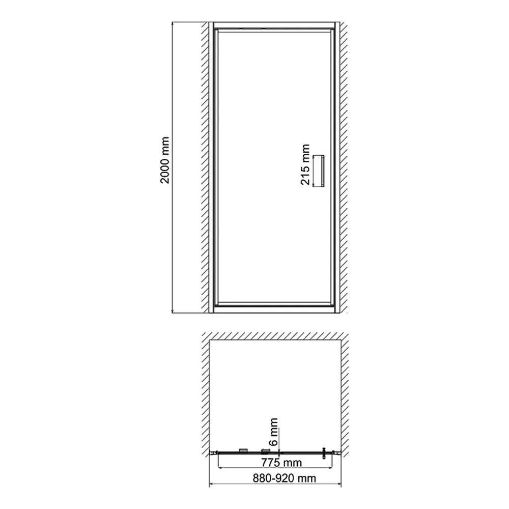 Фото 4 Душевая дверь Wasserkraft Salm 27I04 92см эффект стекла прозрачный распашной