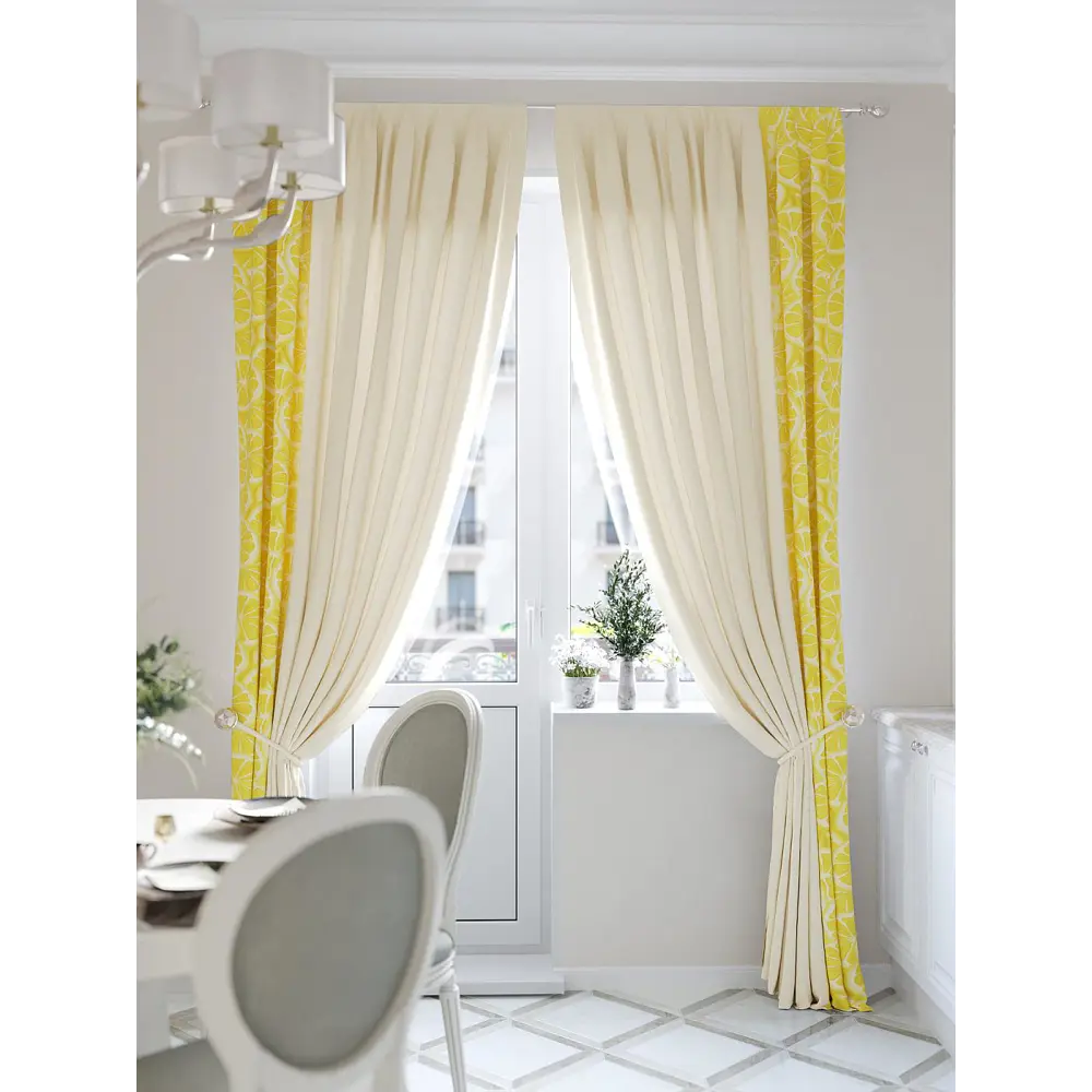 Фото 7 Комплект штор At home Базовая коллекция AT945665 на шторной ленте 280x150 см цвет бежевый