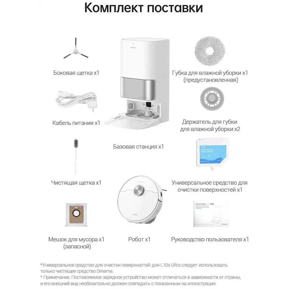 Фото 4 Робот-пылесос с влажной уборкой Dreame 568888 55 Вт 0.35 л цвет белый Фото 4 Робот-пылесос с влажной уборкой Dreame 568888 55 Вт 0.35 л цвет белый