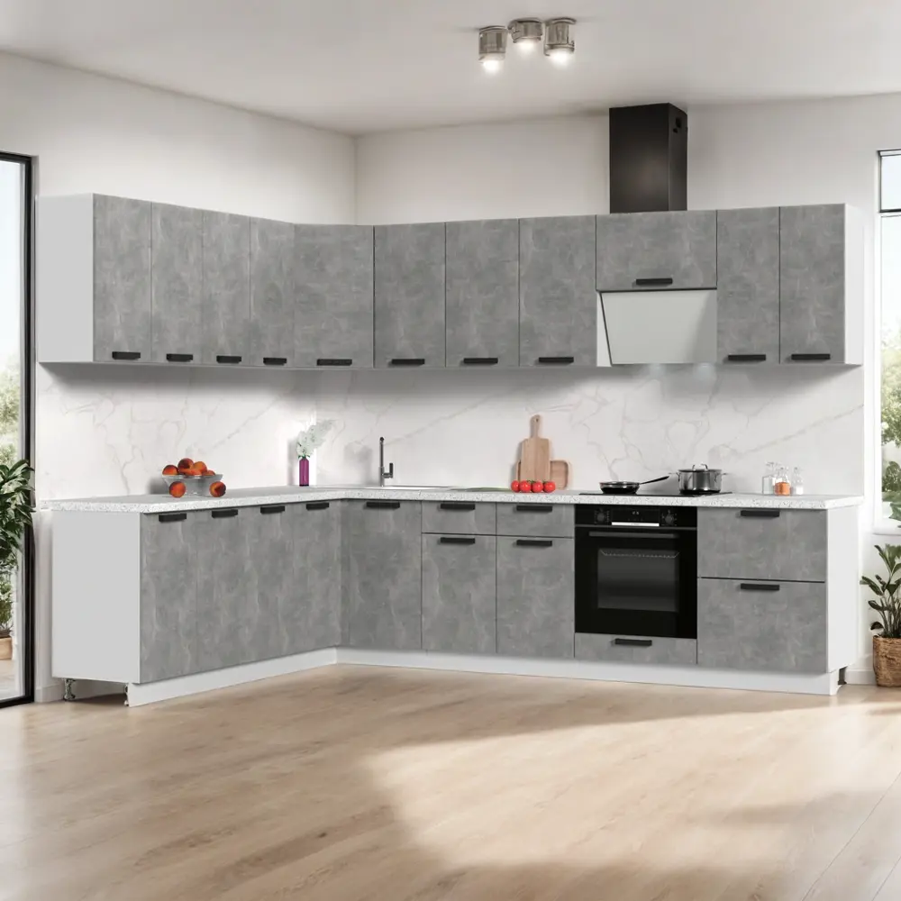 Фото 9 Кухонный гарнитур Стендмебель Пасаденна2КГ220-300БАС 300x217x60 см ЛДСП цвет ателье светлое Фото 9 Кухонный гарнитур Стендмебель Пасаденна2КГ220-300БАС 300x217x60 см ЛДСП цвет ателье светлое