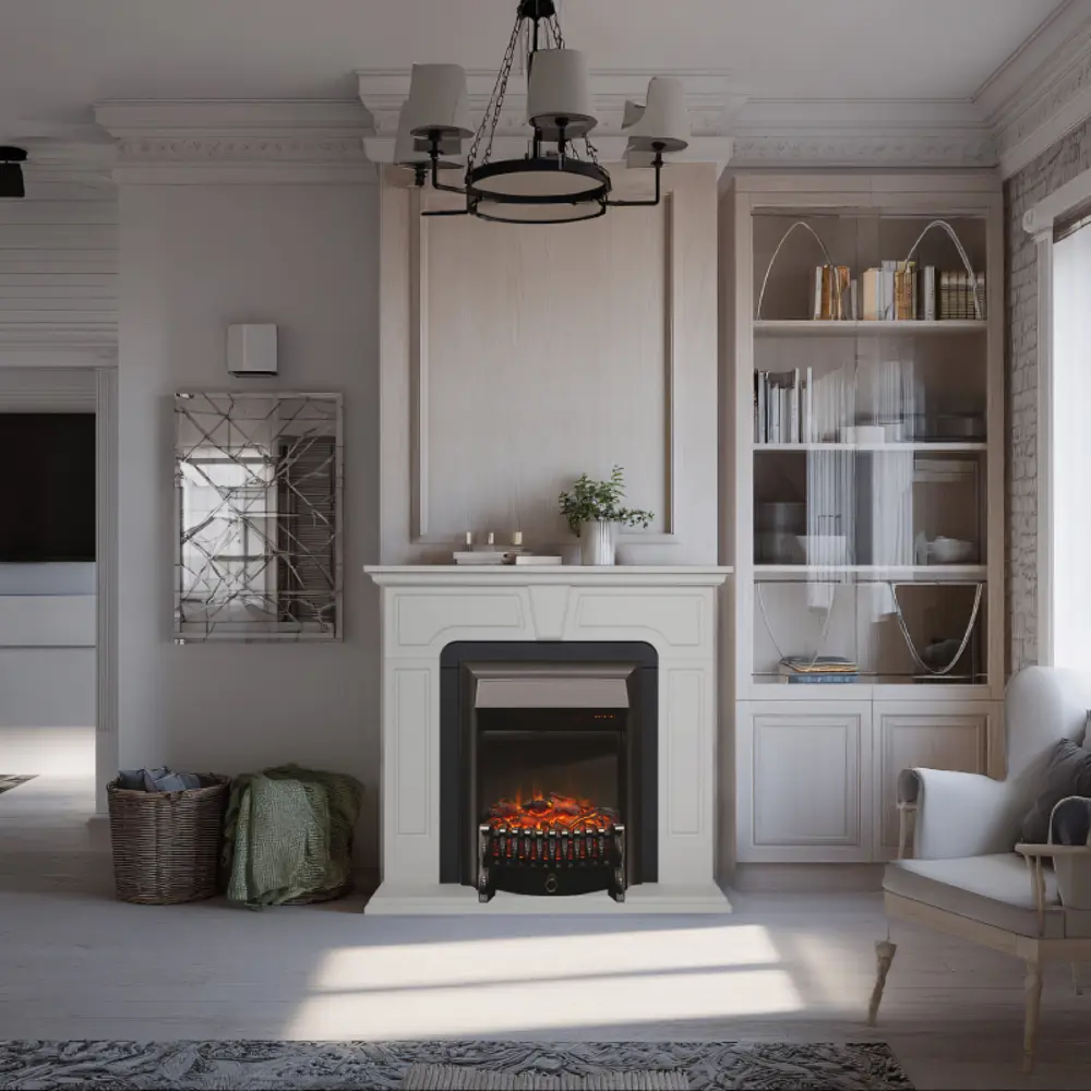 Фото 4 Каминокомплект Realflame Theodor STD BG-F614 с очагом Fobos Lux BL 1600Вт белый песок