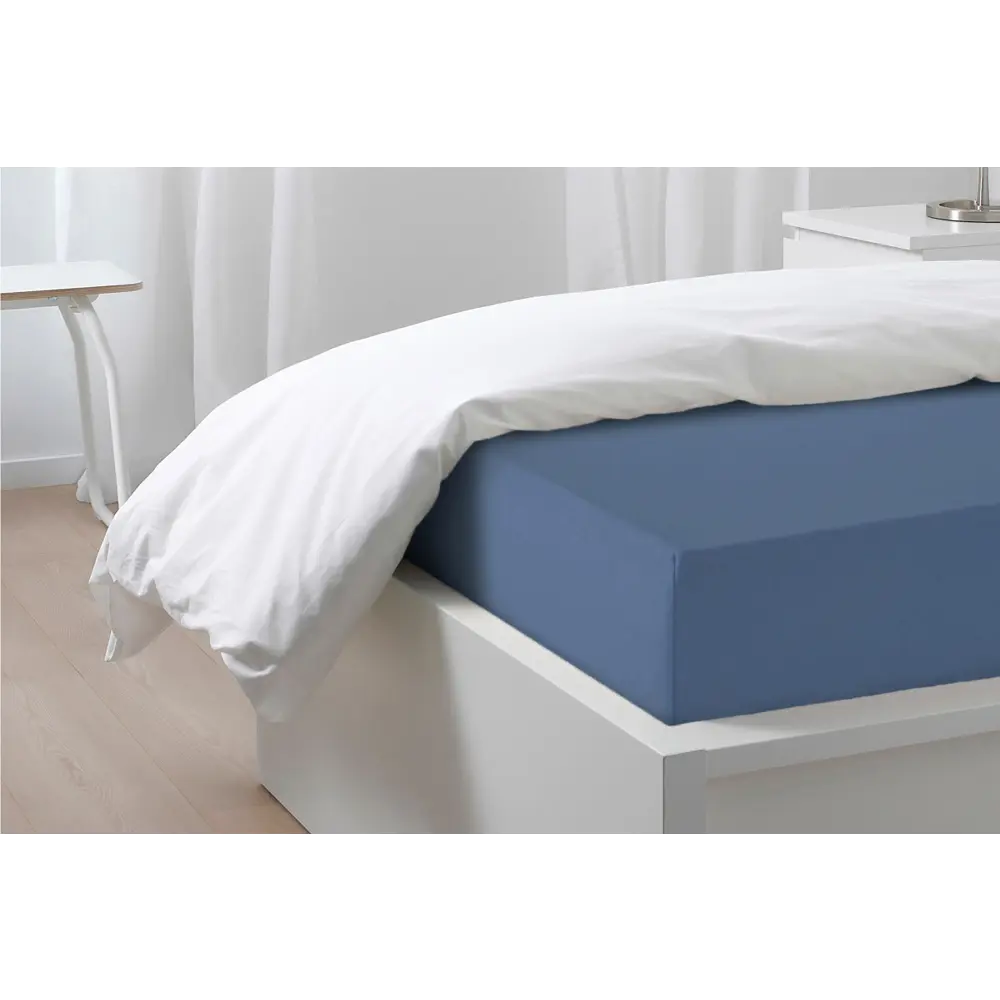 Фото Простыня Ecotex Трикотажные простыни на резинке 200x200 см трикотаж на резинке цвет темно-синий Фото Простыня Ecotex Трикотажные простыни на резинке 200x200 см трикотаж на резинке цвет темно-синий