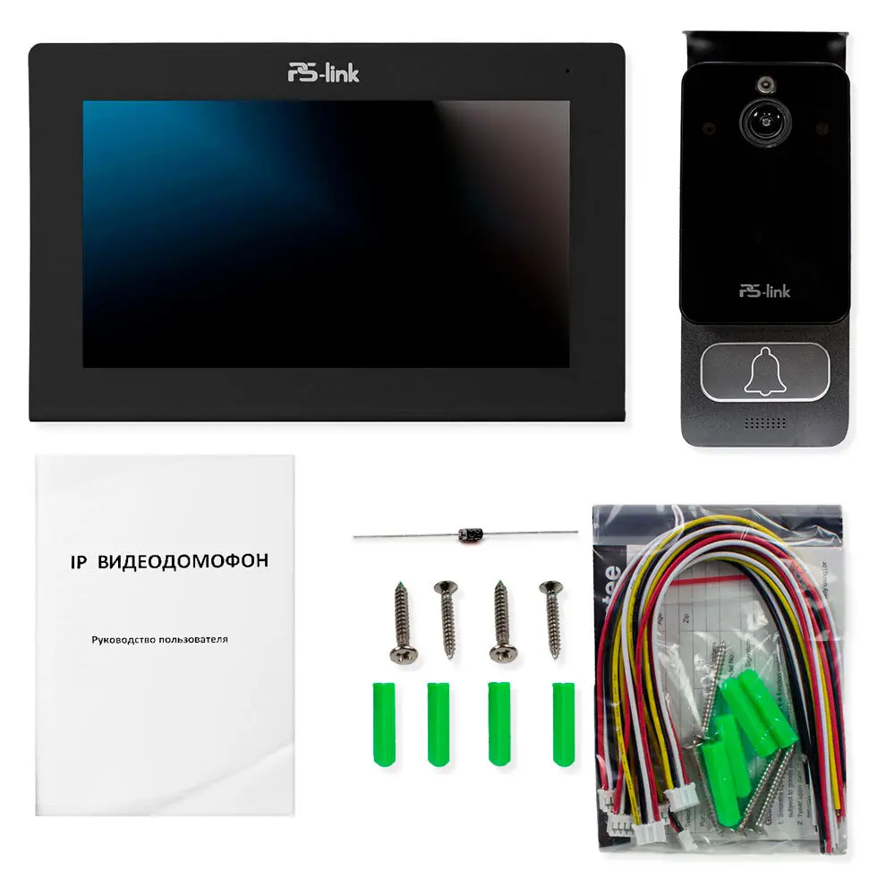 Фото 6 Комплект IP видеодомофона Ps-link PS-730TM 7" с Wi Fi и вызывной панелью цвет черный Фото 6 Комплект IP видеодомофона Ps-link PS-730TM 7" с Wi Fi и вызывной панелью цвет черный