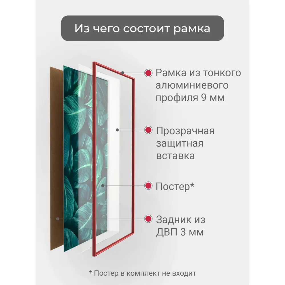 Фото 5 Рамка Первое ателье Niel-2rg-50x70 см, алюминий, цвет красный Фото 5 Рамка Первое ателье Niel-2rg-50x70 см, алюминий, цвет красный