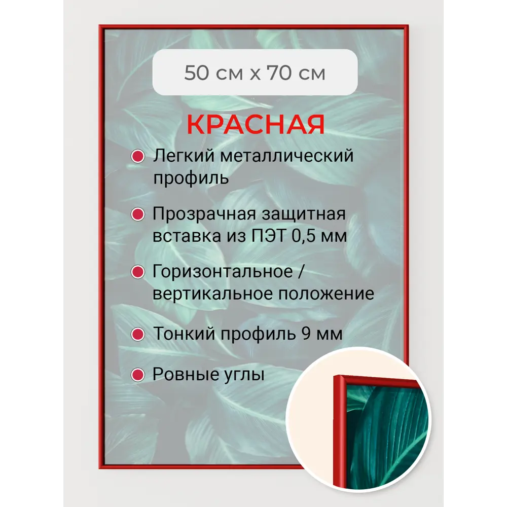 Фото Рамка Первое ателье Niel-2rg-50x70 см, алюминий, цвет красный Фото Рамка Первое ателье Niel-2rg-50x70 см, алюминий, цвет красный
