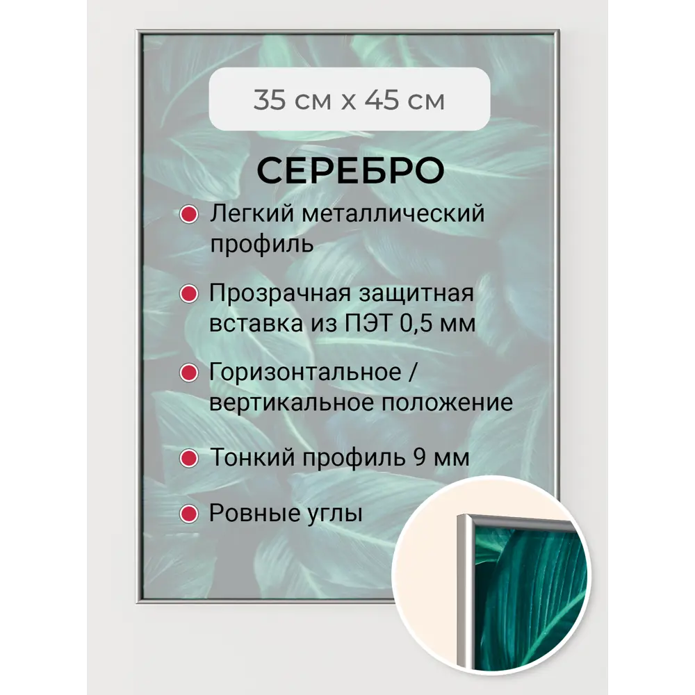 Фото Рамка Первое ателье Niel-2sm-35x45 см, алюминий, цвет серебристый Фото Рамка Первое ателье Niel-2sm-35x45 см, алюминий, цвет серебристый