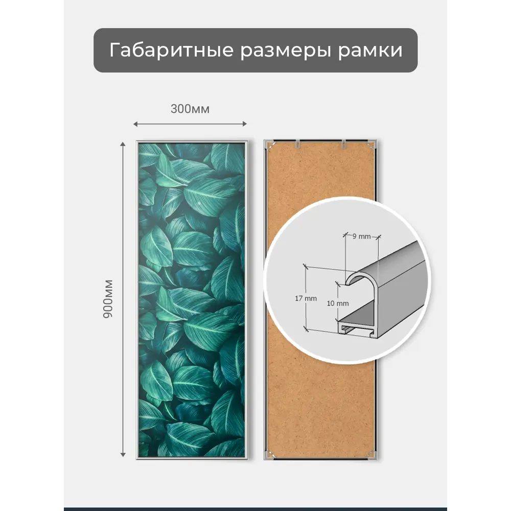 Фото 4 Рамка Первое ателье Niel-2sm-30x90 см, алюминий, цвет серебристый Фото 4 Рамка Первое ателье Niel-2sm-30x90 см, алюминий, цвет серебристый