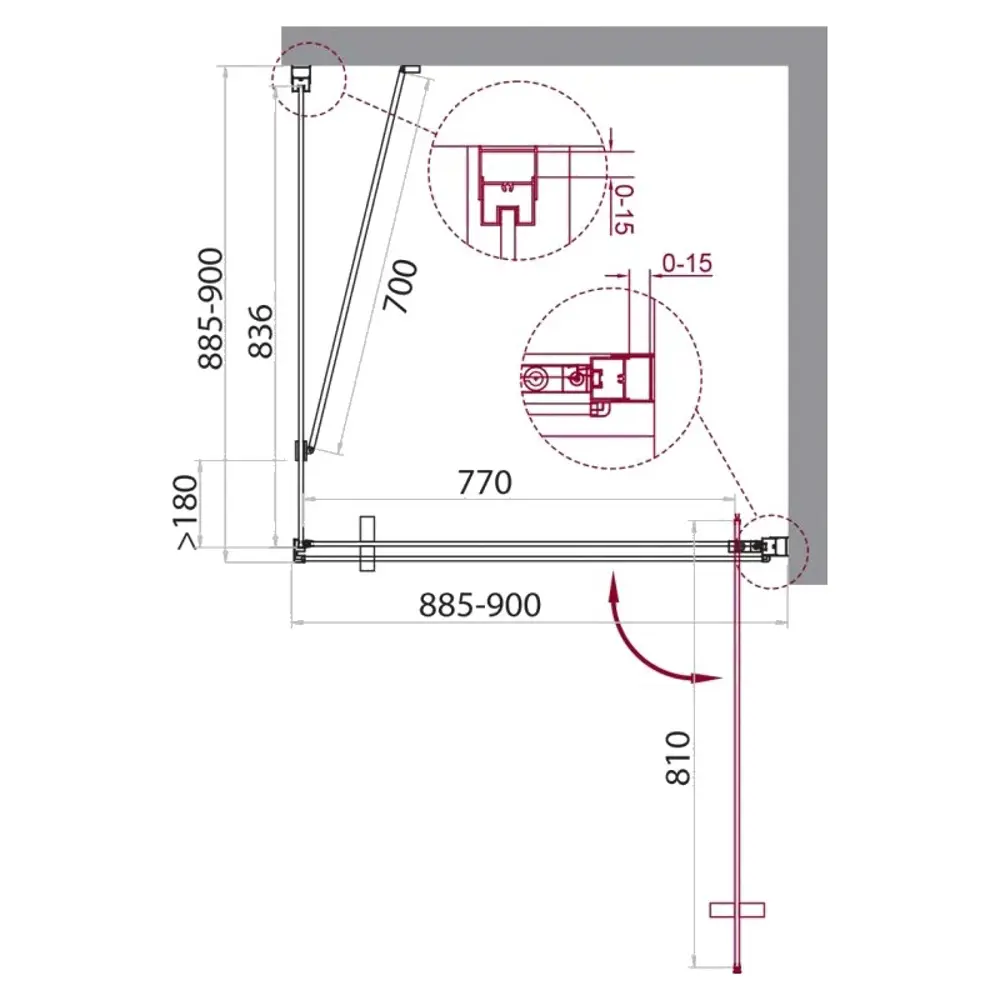 Фото 3 Душевой уголок Belbagno Marmi 222600 квадратный 90x90см серебристый блеск профиль эффект стекла прозрачный Фото 3 Душевой уголок Belbagno Marmi 222600 квадратный 90x90см серебристый блеск профиль эффект стекла прозрачный