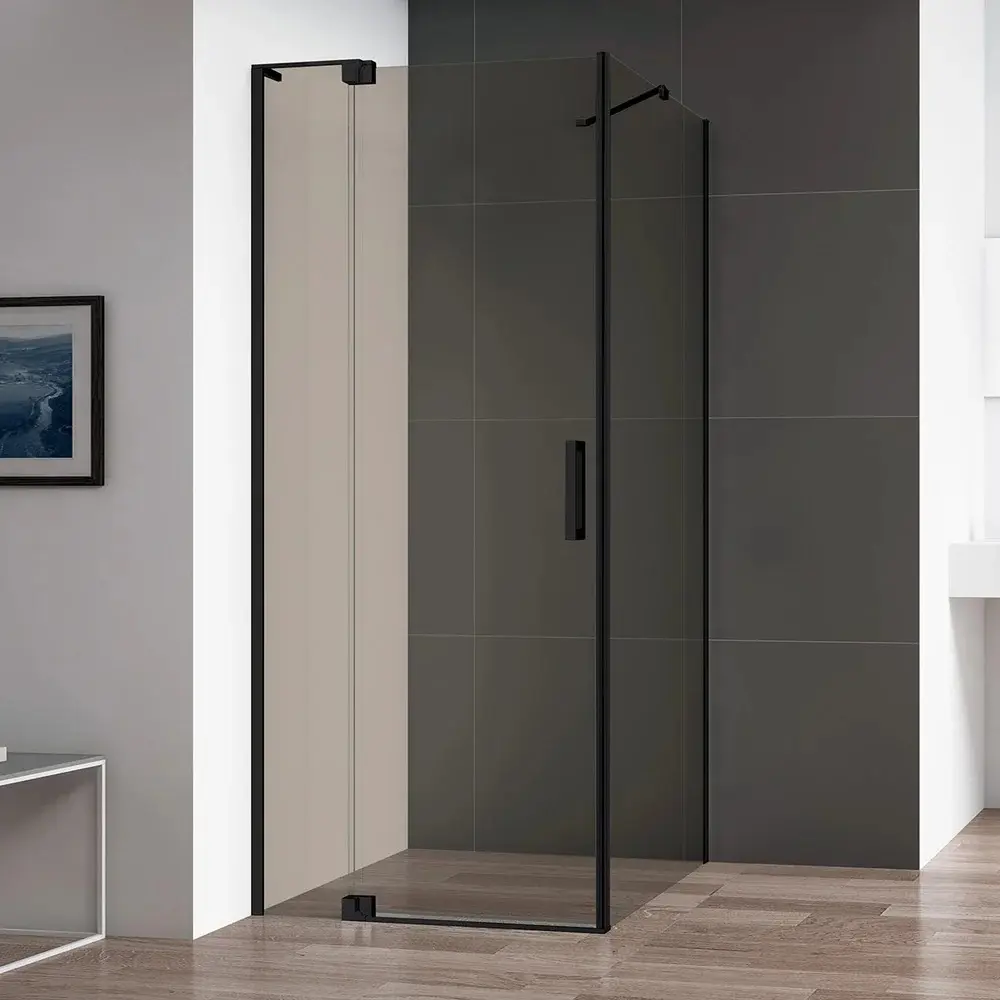 Фото Душевой уголок Cezares Slider 489392 прямоугольный 80x89.5см черный профиль эффект стекла тонированный