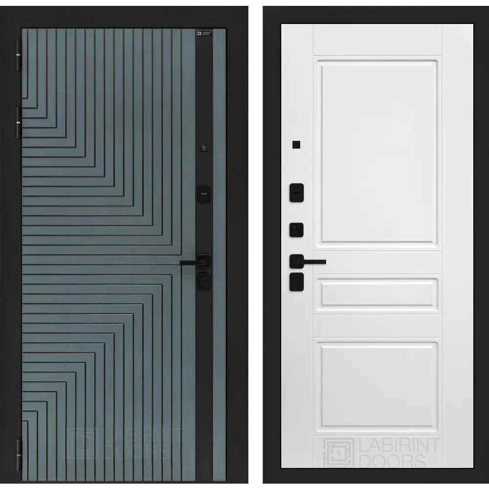 Фото Входная дверь Labirintdoors Кредор П03 левый 205x88см цвет серо-зеленый с патиной/белый софт Фото Входная дверь Labirintdoors Кредор П03 левый 205x88см цвет серо-зеленый с патиной/белый софт