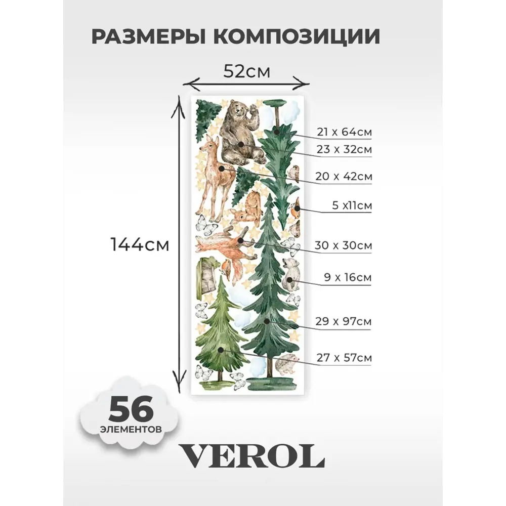 Фото 5 Интерьерные наклейки детские Лесные животные декор для дома Фото 5 Интерьерные наклейки детские Лесные животные декор для дома