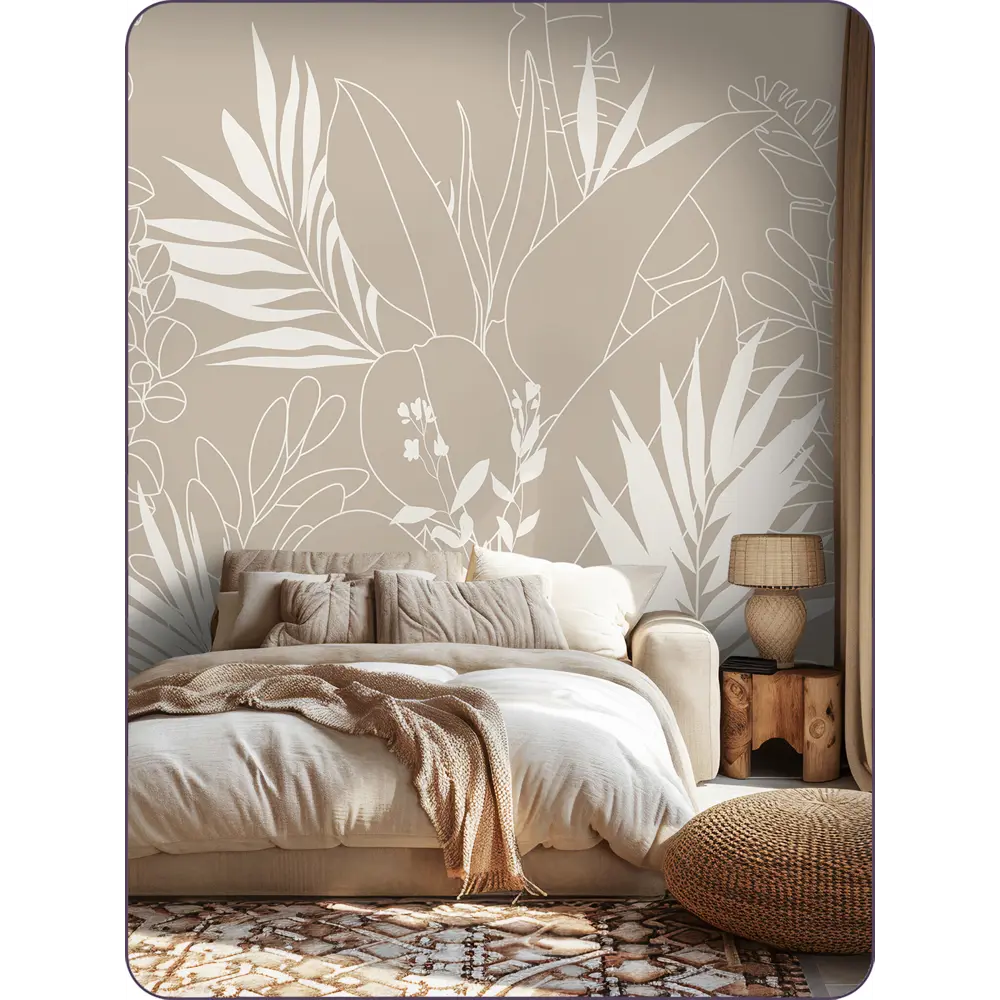 Фото 4 Фотообои 3D Barton Wall 3D Природа Листья Цветы M27006-B 270x600 см