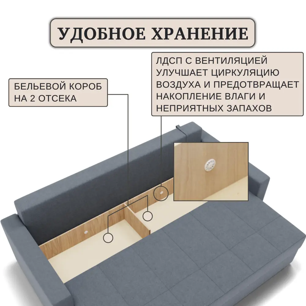 Фото 4 Диван раскладной Золотое руно 223x90x100 см велюр цвет серо-голубой Фото 4 Диван раскладной Золотое руно 223x90x100 см велюр цвет серо-голубой