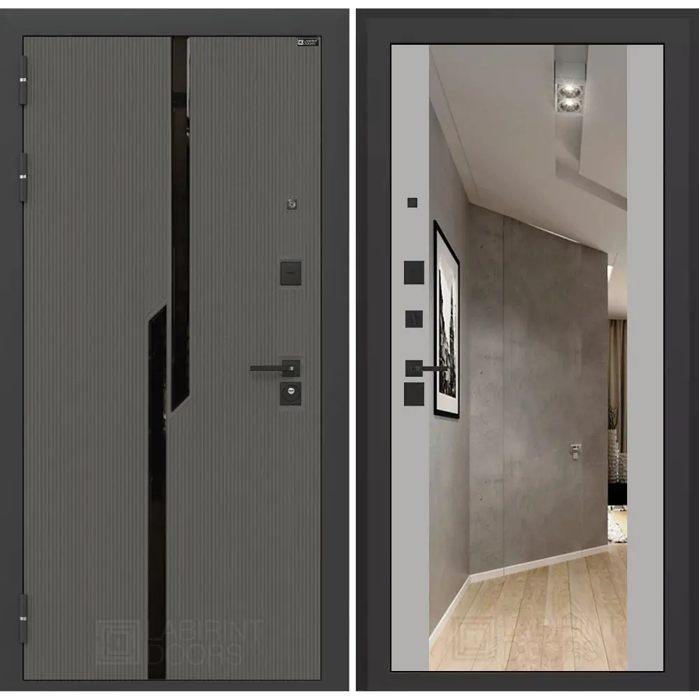 Фото Входная дверь Labirintdoors Карбон 205x88см левый цвет грей софт/лофт графит с зеркалом ФЛЗ-1 Фото Входная дверь Labirintdoors Карбон 205x88см левый цвет грей софт/лофт графит с зеркалом ФЛЗ-1