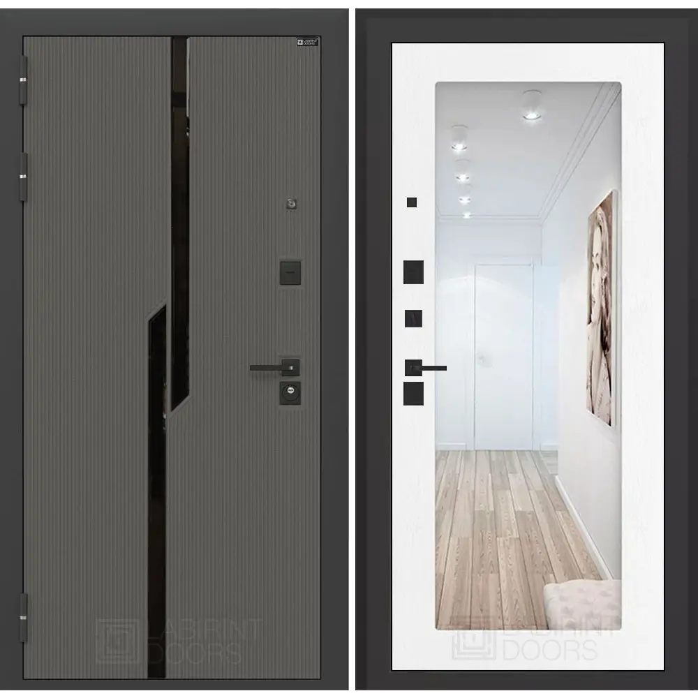 Фото Входная дверь Labirintdoors Карбон 205x88см левый цвет белое дерево/лофт графит с зеркалом П18 Фото Входная дверь Labirintdoors Карбон 205x88см левый цвет белое дерево/лофт графит с зеркалом П18
