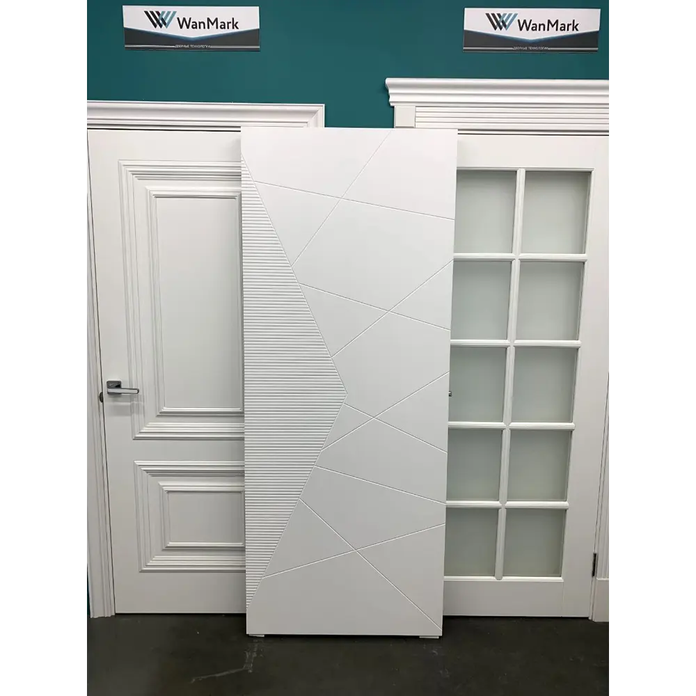 Фото 4 Комплект межкомнатной двери Wanmark Синди-2 глухая 200x70см эмаль цвет белый с коробом и наличниками