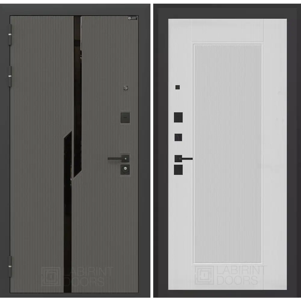 Фото Входная дверь Labirintdoors Карбон 205x88см левый цвет белый софт рельеф/лофт графит с панелью П30 Фото Входная дверь Labirintdoors Карбон 205x88см левый цвет белый софт рельеф/лофт графит с панелью П30