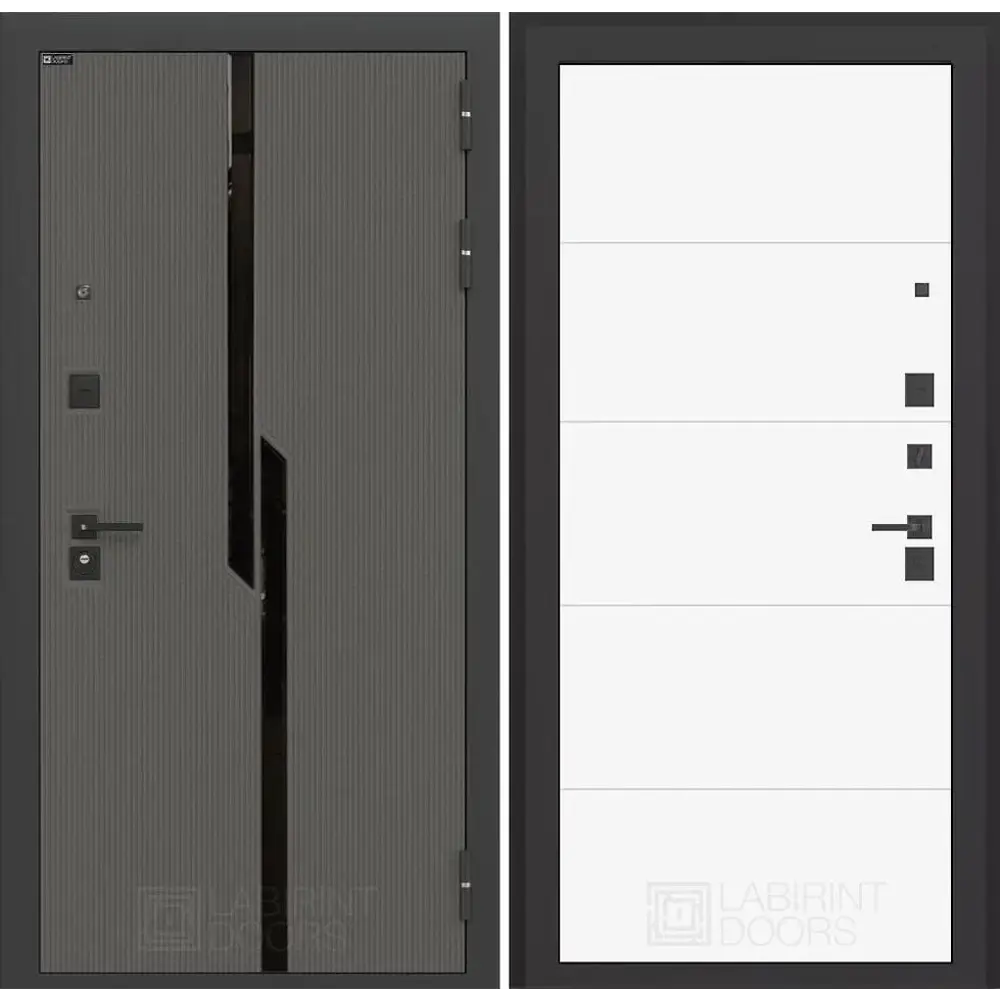 Фото Входная дверь Labirintdoors Карбон 205x88см правый цвет белый софт/лофт графит с панелью П13