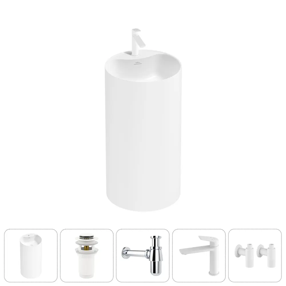 Фото Напольная раковина отдельностоящая Wellsee Chalice Perfection 20212997R размер 45x45x85 см, с донным клапаном, сифоном, смесителем и вентилями Фото Напольная раковина отдельностоящая Wellsee Chalice Perfection 20212997R размер 45x45x85 см, с донным клапаном, сифоном, смесителем и вентилями