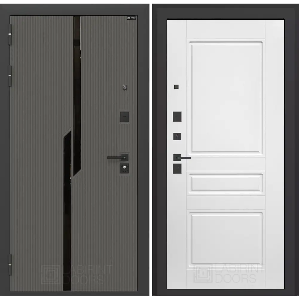 Фото Входная дверь Labirintdoors Карбон 205x96см левый цвет белый софт/лофт графит с панелью П03