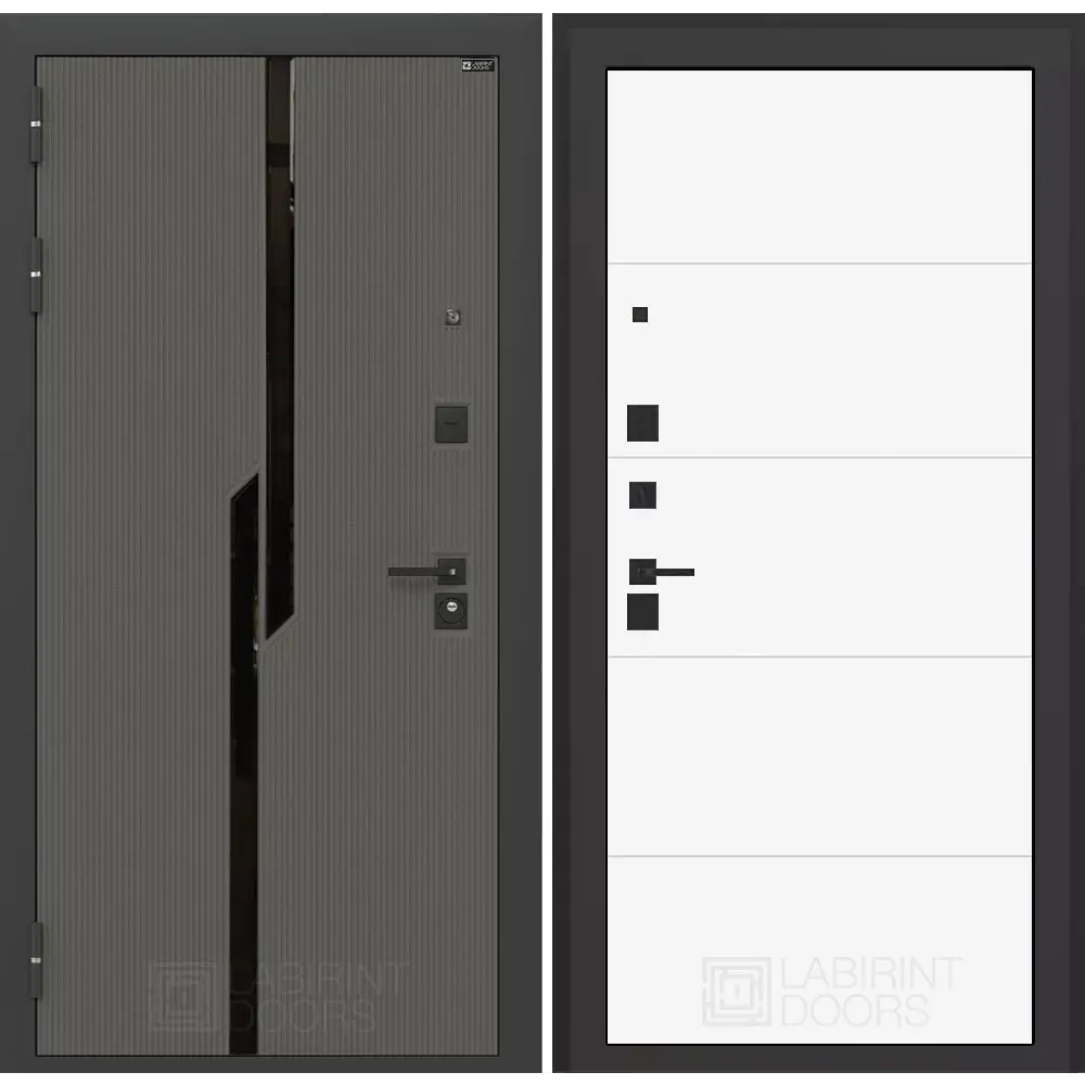 Фото Входная дверь Labirintdoors Карбон 205x96см левый цвет белый софт/лофт графит с панелью П13 Фото Входная дверь Labirintdoors Карбон 205x96см левый цвет белый софт/лофт графит с панелью П13