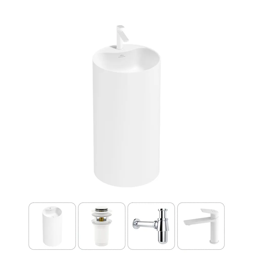 Фото Напольная раковина отдельностоящая Wellsee Chalice Perfection 20213009R размер 45x45x85 см, с донным клапаном, сифоном и смесителем Фото Напольная раковина отдельностоящая Wellsee Chalice Perfection 20213009R размер 45x45x85 см, с донным клапаном, сифоном и смесителем