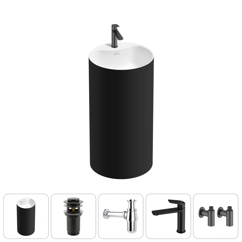 Фото Раковина Wellsee chalice perfection 20213027R 45см цвет набора матовый черный Фото Раковина Wellsee chalice perfection 20213027R 45см цвет набора матовый черный