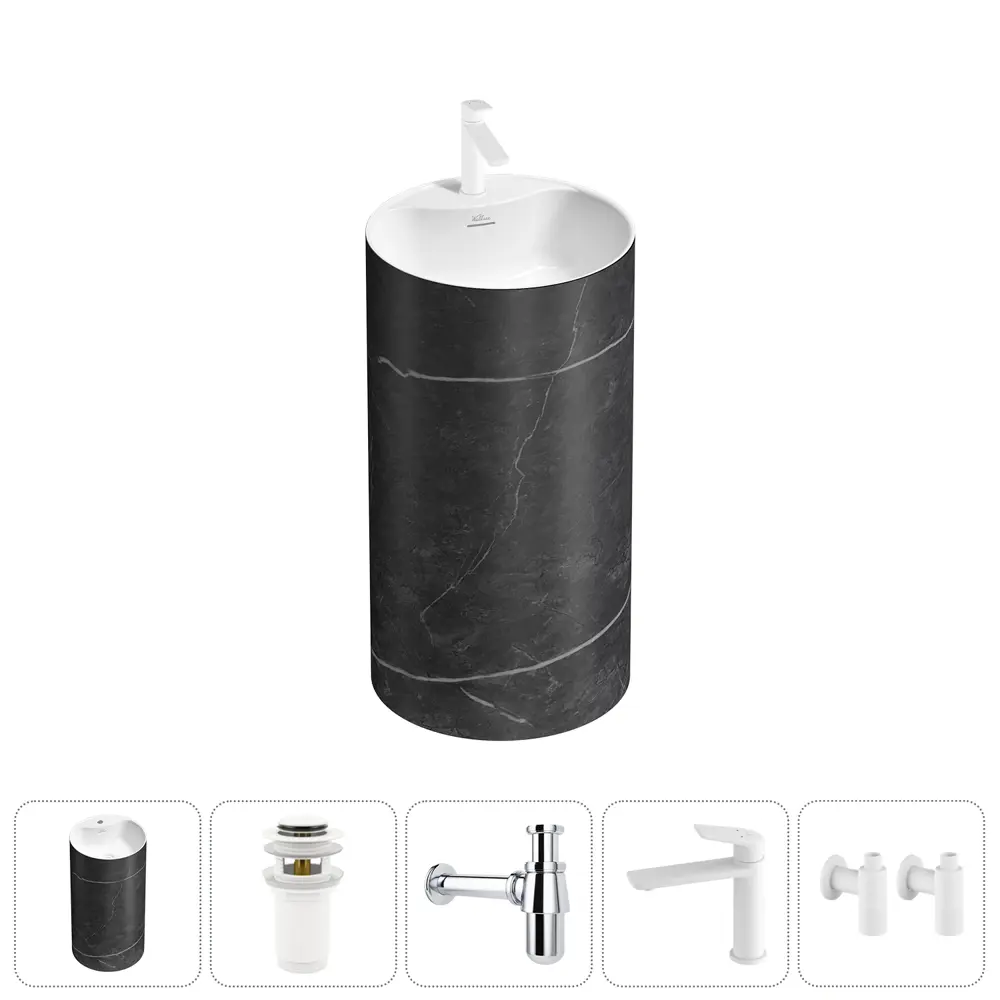Фото Напольная раковина отдельностоящая Wellsee Chalice Perfection 20213045R размер 45x45x85 см, с донным клапаном, сифоном, смесителем и вентилями Фото Напольная раковина отдельностоящая Wellsee Chalice Perfection 20213045R размер 45x45x85 см, с донным клапаном, сифоном, смесителем и вентилями
