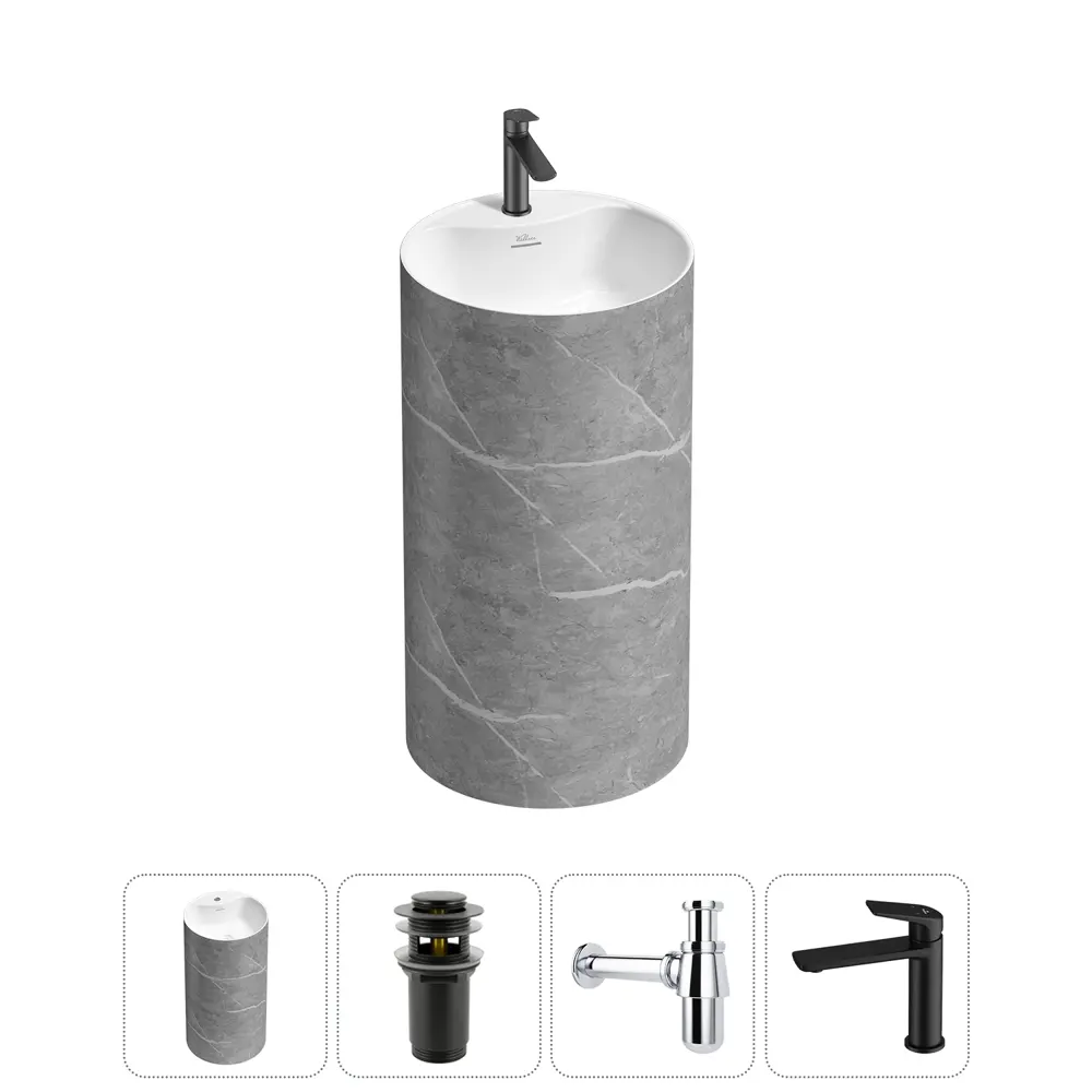 Фото Напольная раковина отдельностоящая Wellsee Chalice Perfection 20213053R размер 45x45x85 см, с донным клапаном, сифоном и смесителем Фото Напольная раковина отдельностоящая Wellsee Chalice Perfection 20213053R размер 45x45x85 см, с донным клапаном, сифоном и смесителем
