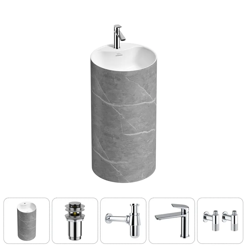 Фото Напольная раковина отдельностоящая Wellsee Chalice Perfection 20213055R размер 45x45x85 см, с донным клапаном, сифоном, смесителем и вентилями Фото Напольная раковина отдельностоящая Wellsee Chalice Perfection 20213055R размер 45x45x85 см, с донным клапаном, сифоном, смесителем и вентилями
