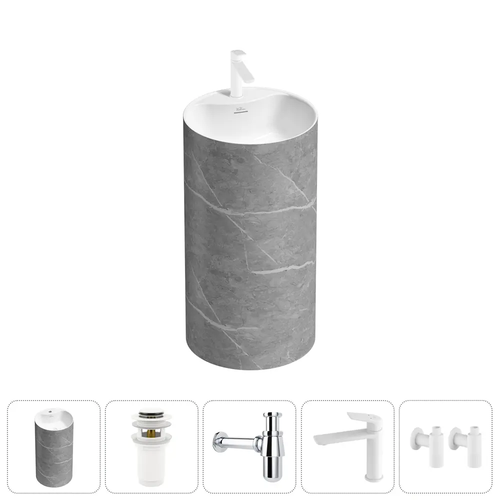 Фото Напольная раковина отдельностоящая Wellsee Chalice Perfection 20213057R размер 45x45x85 см, с донным клапаном, сифоном, смесителем и вентилями Фото Напольная раковина отдельностоящая Wellsee Chalice Perfection 20213057R размер 45x45x85 см, с донным клапаном, сифоном, смесителем и вентилями