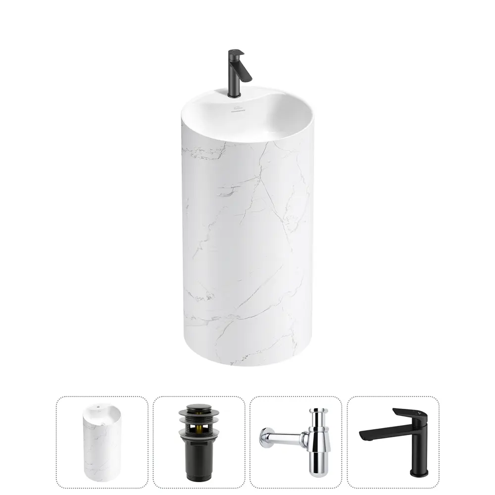 Фото Напольная раковина отдельностоящая Wellsee Chalice Perfection 20213067R размер 45x45x85 см, с донным клапаном, сифоном и смесителем Фото Напольная раковина отдельностоящая Wellsee Chalice Perfection 20213067R размер 45x45x85 см, с донным клапаном, сифоном и смесителем