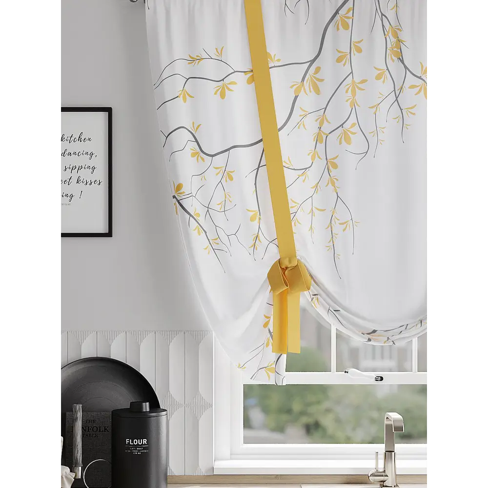 Фото 4 Тюль на ленте At Home Лиританис AT522051 150x150 см вуаль цвет желтый Фото 4 Тюль на ленте At Home Лиританис AT522051 150x150 см вуаль цвет желтый