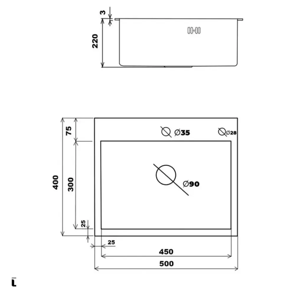 Фото 3 Мойка для кухни Glyph GL35040/W405A/W302644/W02-114 40x50 см глубина чаши 22 см нержавеющая сталь цвет сатин Фото 3 Мойка для кухни Glyph GL35040/W405A/W302644/W02-114 40x50 см глубина чаши 22 см нержавеющая сталь цвет сатин