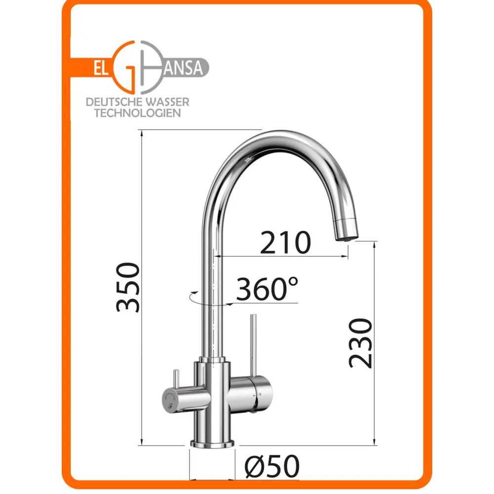 Фото 6 Нержавеющий смеситель для кухни с подключением фильтра питьевой воды Elghansa KF252-161