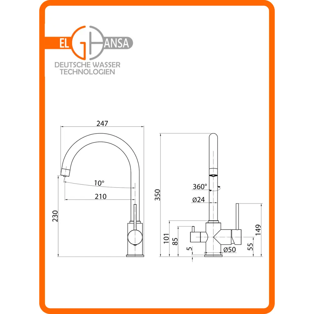 Фото 11 Нержавеющий смеситель для кухни с подключением фильтра питьевой воды Elghansa KF252-161