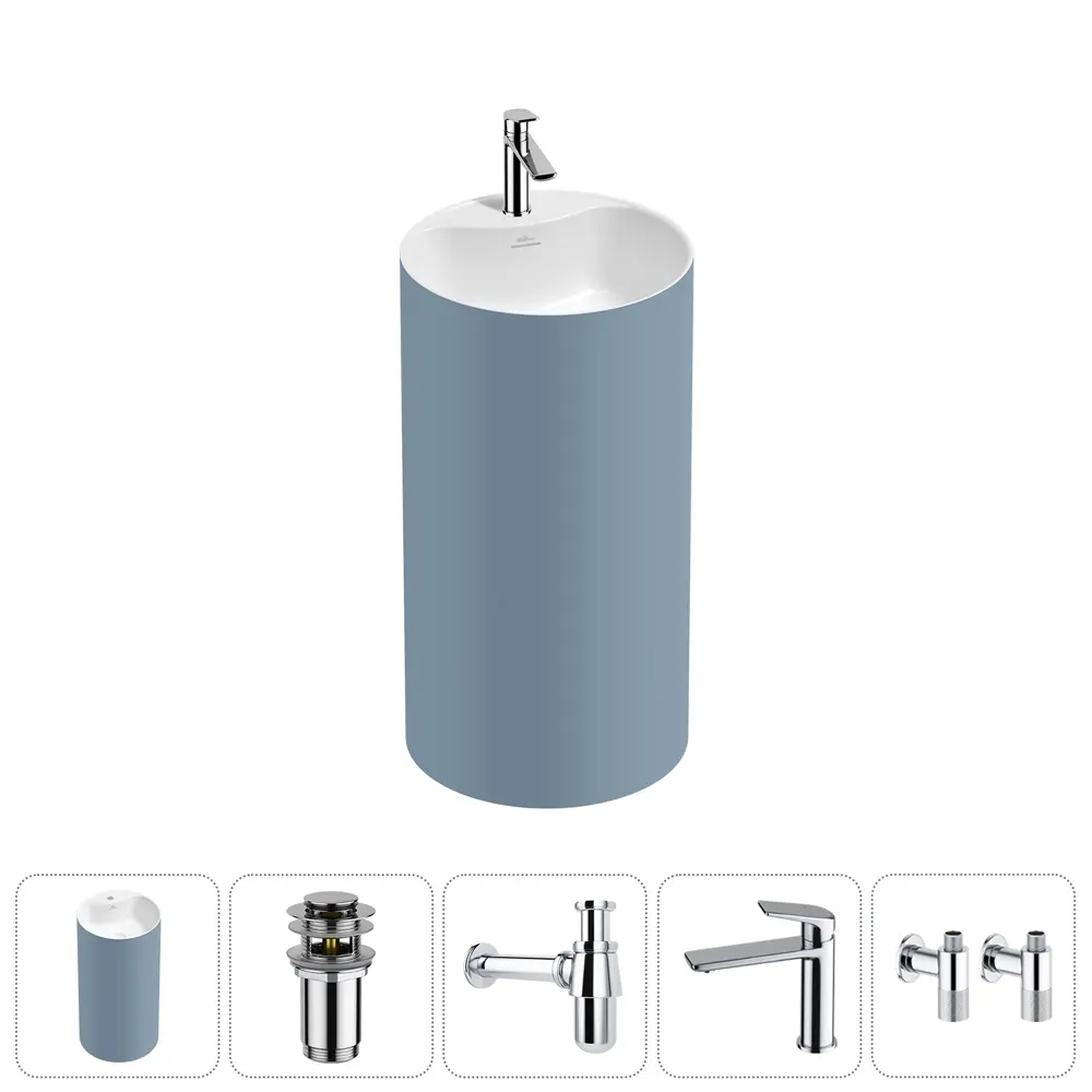 Фото Напольная раковина отдельностоящая Wellsee Chalice Perfection 20213091R размер 45x45x85 см, с донным клапаном, сифоном, смесителем и вентилями Фото Напольная раковина отдельностоящая Wellsee Chalice Perfection 20213091R размер 45x45x85 см, с донным клапаном, сифоном, смесителем и вентилями